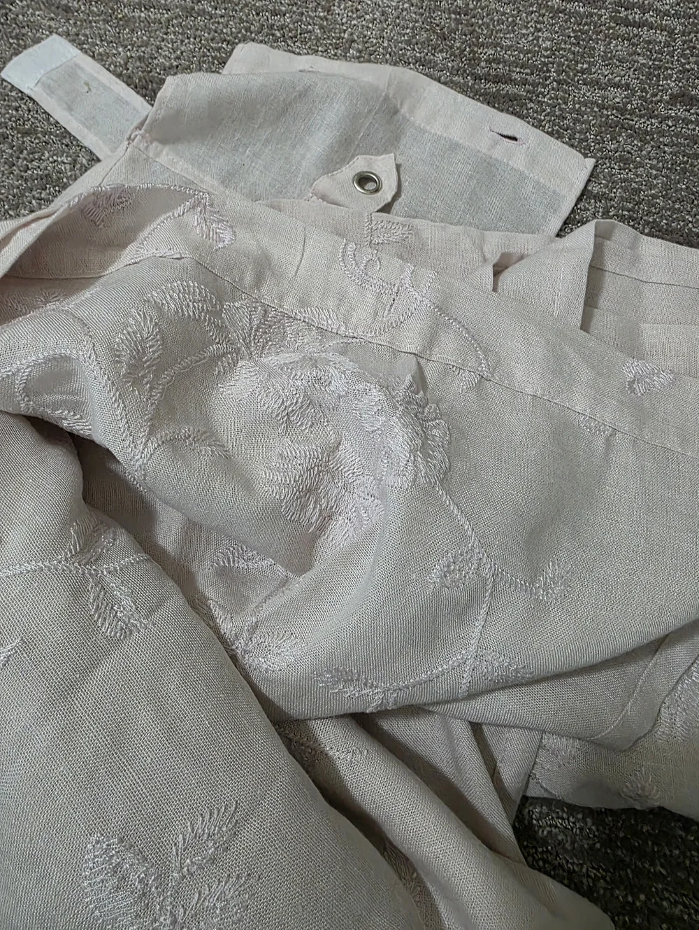 New Ivory Wamsutta Vintage Embroidered Shower Curtain Poly & Linen Fabric 72x72